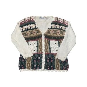 Cherry Stix Patchwork Knit Cardigan – L